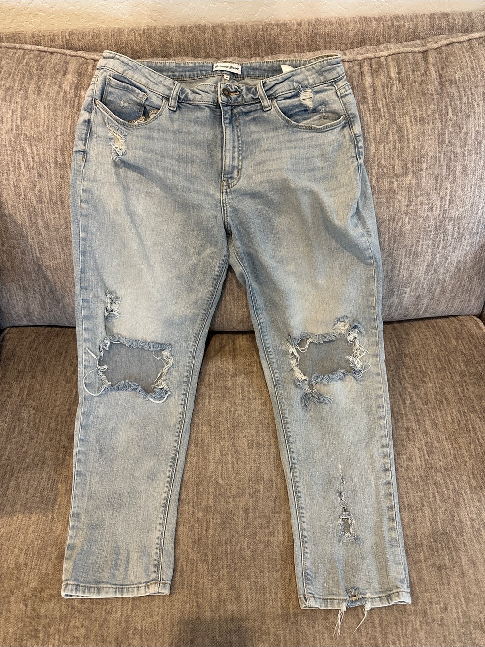 Light Blue Distressed Boyfriend Jeans - Studio Blue